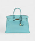 HM BK 35 Bleu Atoll Epsom Gold Hardware