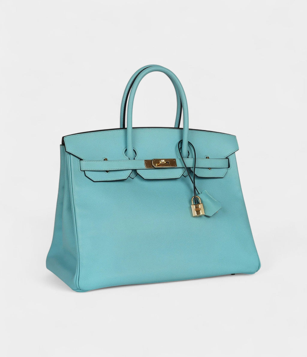 HM BK 35 Bleu Atoll Epsom Gold Hardware