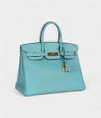 HM BK 35 Bleu Atoll Epsom Gold Hardware