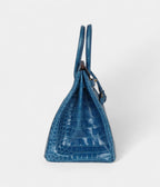 HM BK 35 Bleu Mykonos Shiny Porosus Crocodile Gold Hardware