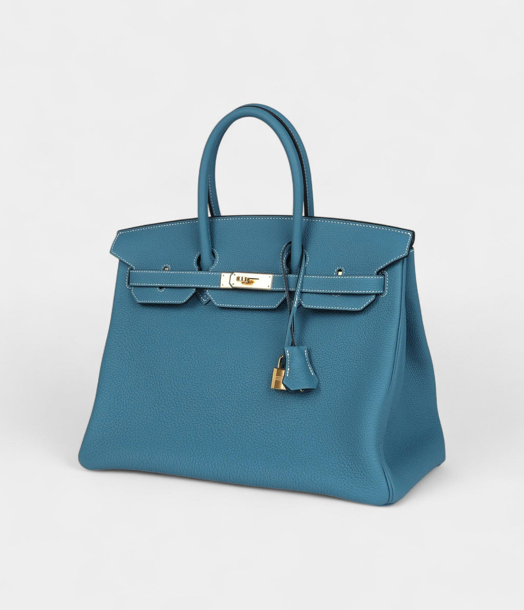HM BK 35 Blue Jean Togo Gold Hardware