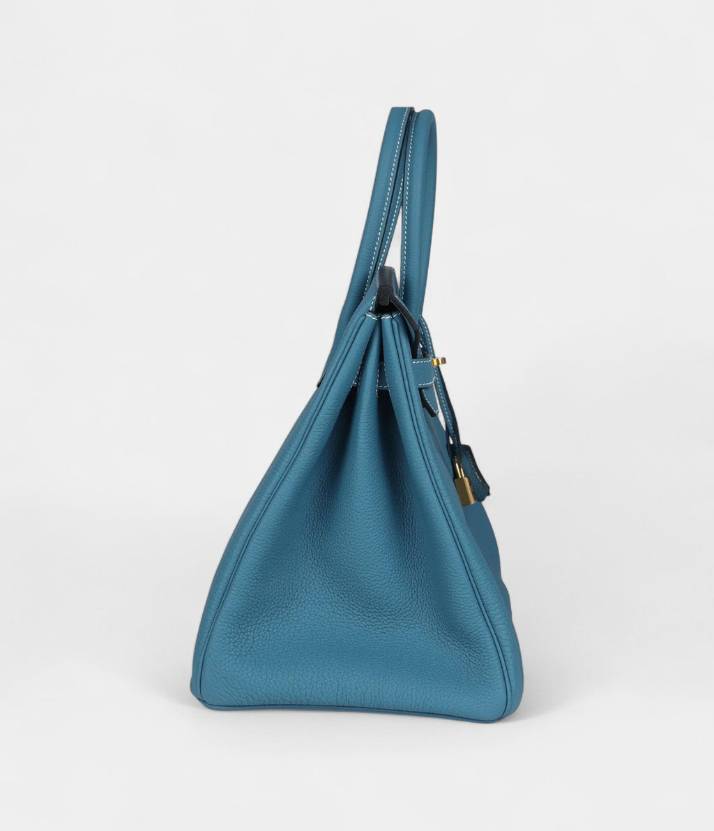 HM BK 35 Blue Jean Togo Gold Hardware