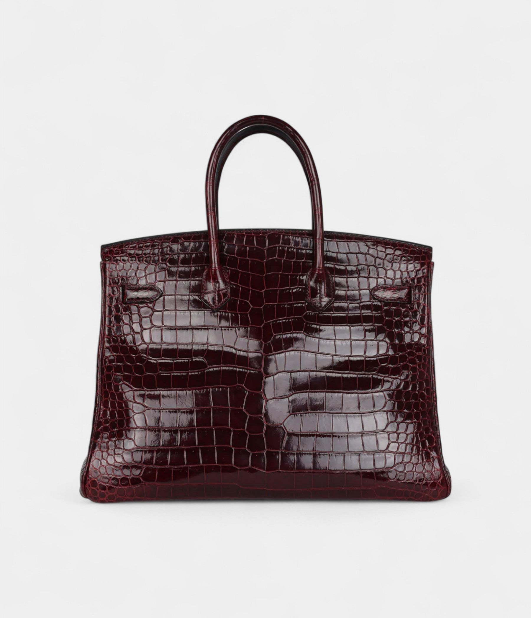 HM BK 35 Bordeaux Shiny Porosus Crocodile Palladium Hardware