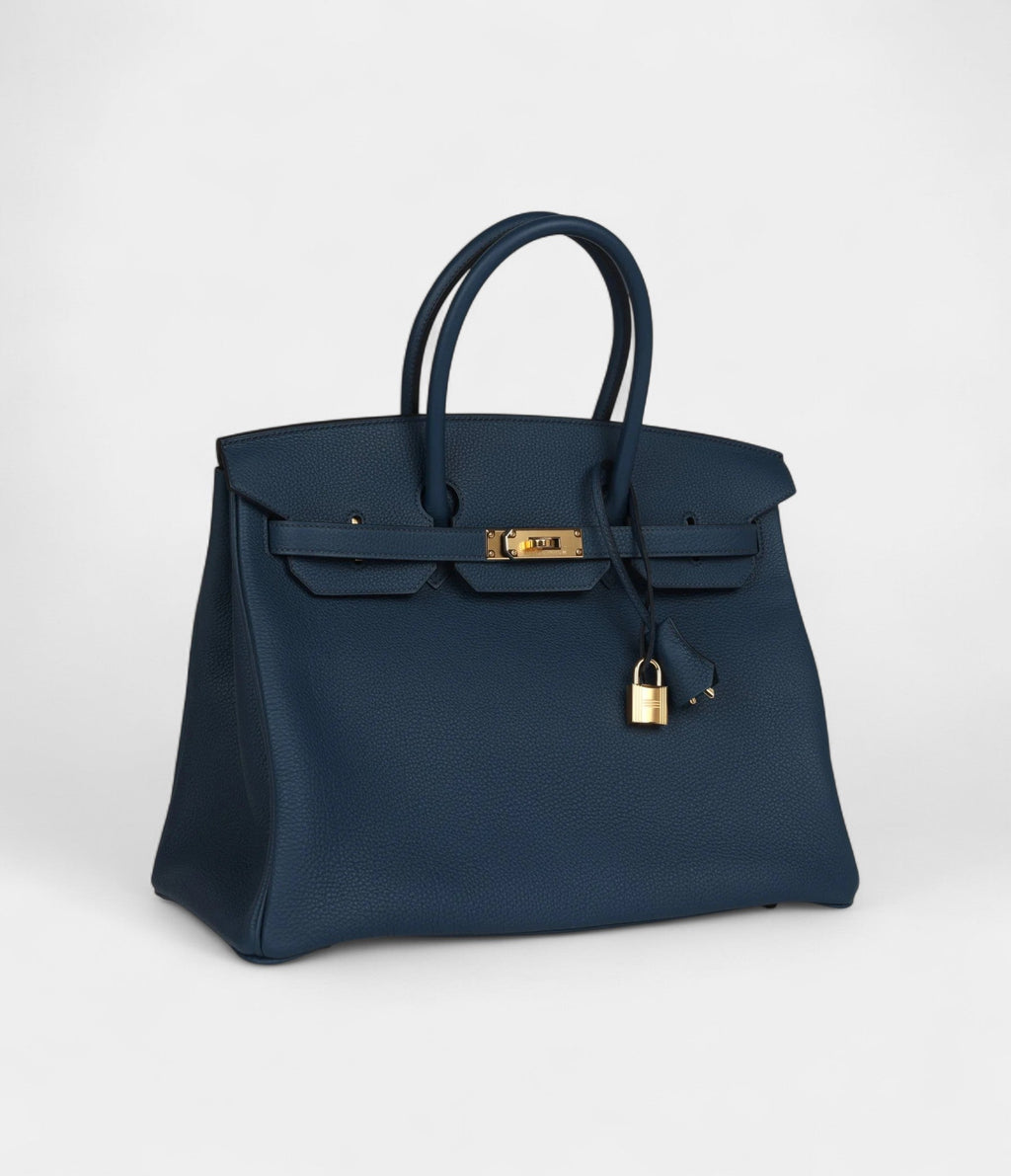 HM BK 35 Bleu De Prusse Togo Gold Hardware