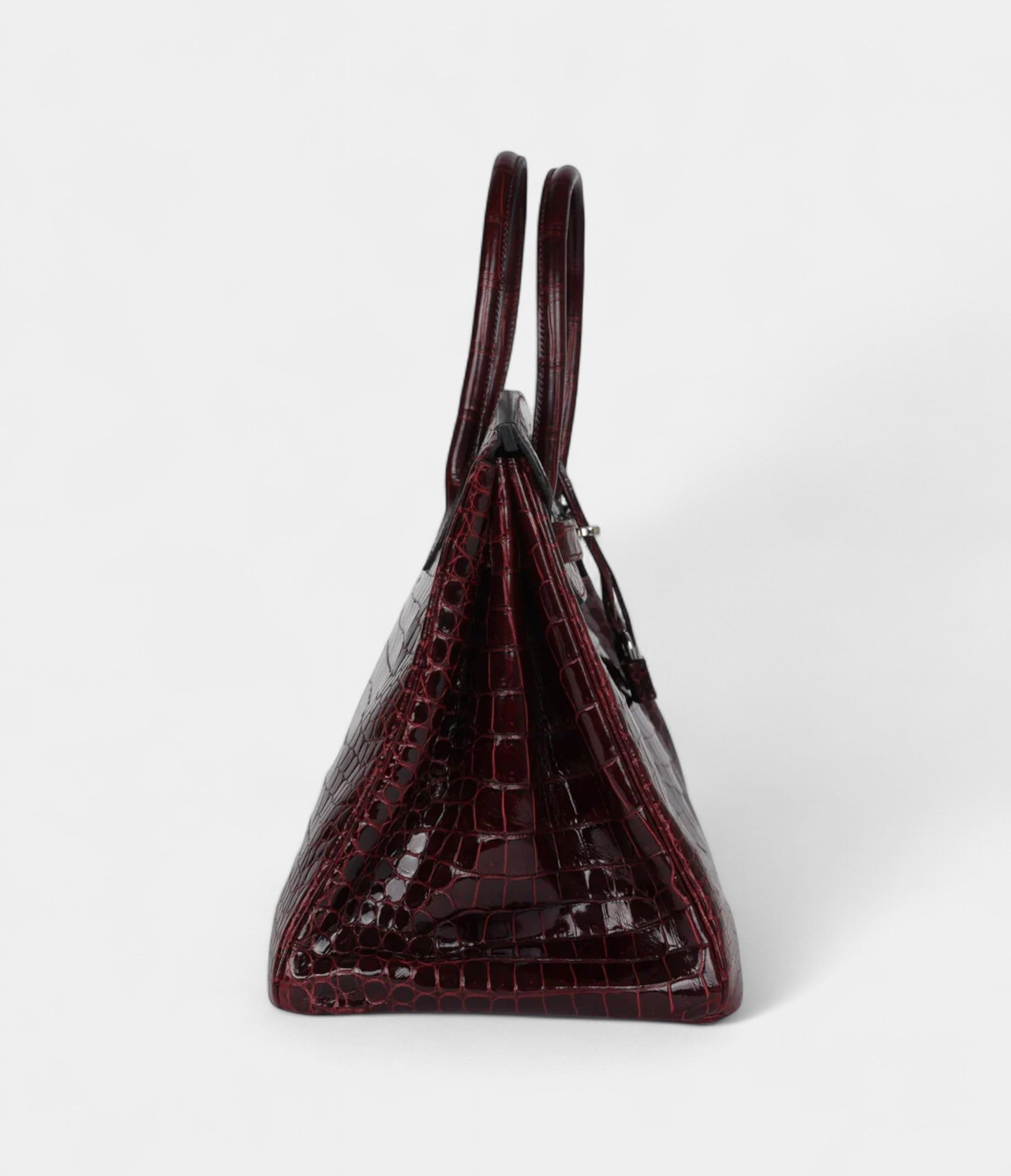 HM BK 35 Bordeaux Shiny Porosus Crocodile Palladium Hardware