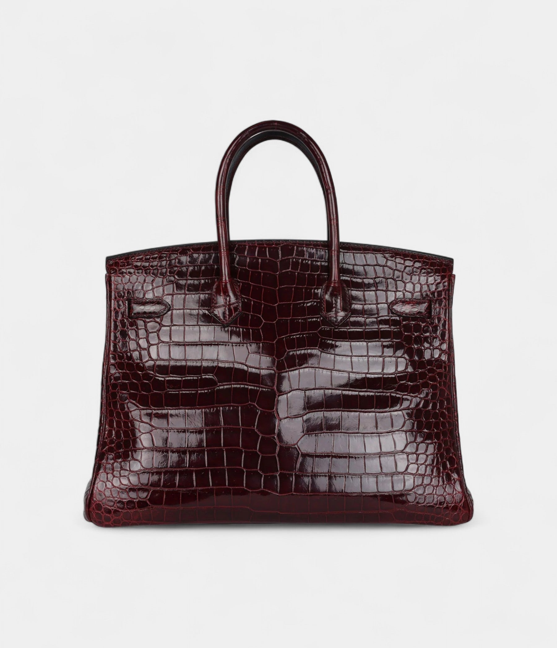 HM BK 35 Bordeaux Shiny Porosus Crocodile Palladium Hardware