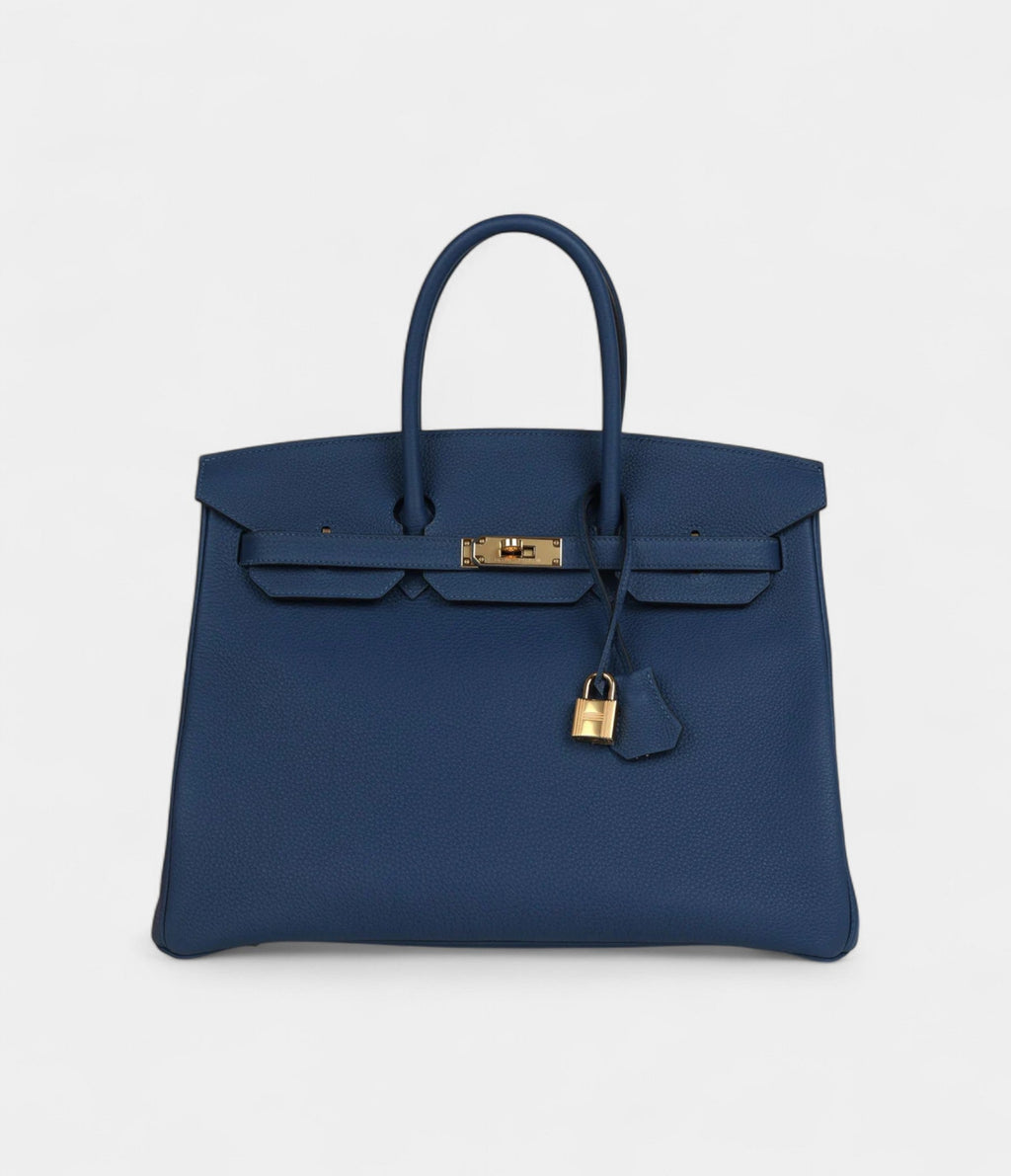 HM BK 35 Deep Bleu Togo Gold Hardware