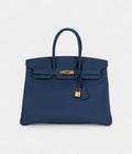 HM BK 35 Deep Bleu Togo Gold Hardware