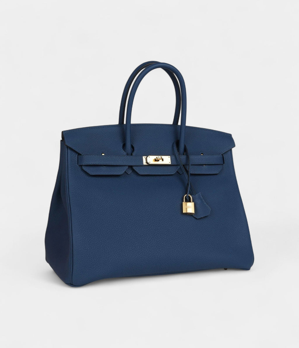 HM BK 35 Deep Blue Togo Gold Hardware