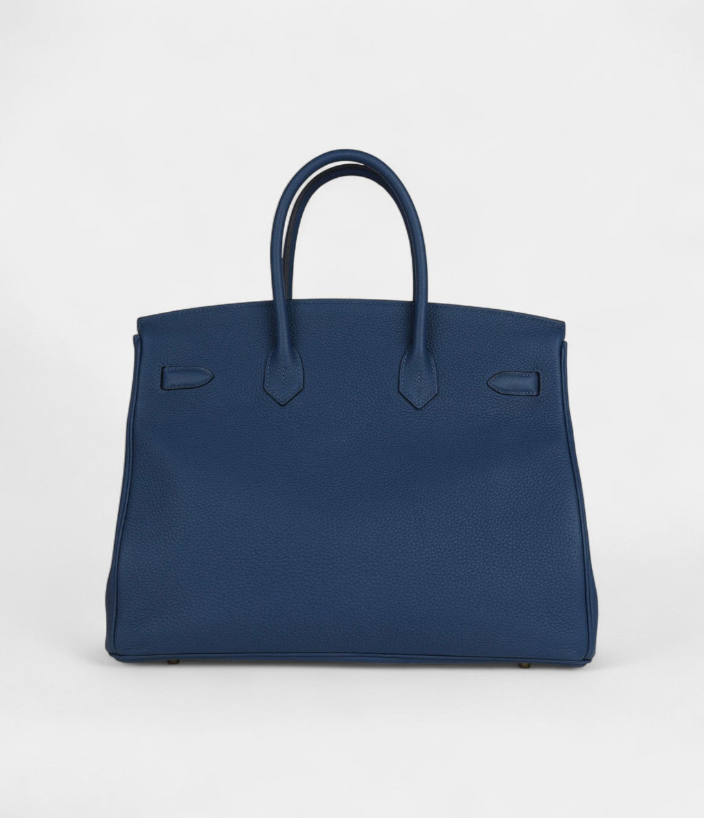 HM BK 35 Deep Blue Togo Gold Hardware
