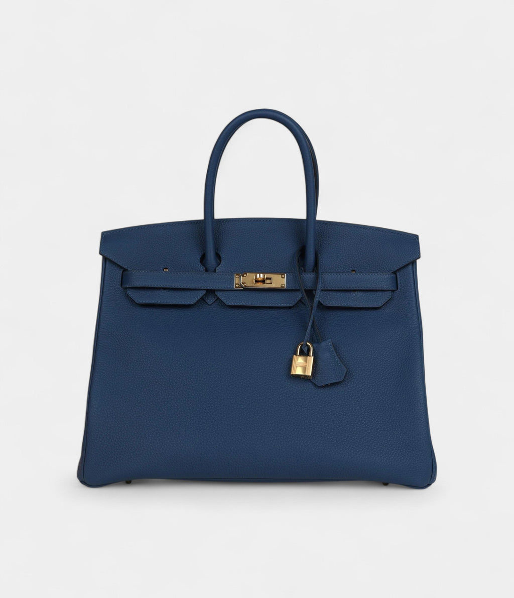 HM BK 35 Deep Blue Togo Gold Hardware