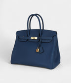 HM BK 35 Deep Blue Togo Gold Hardware