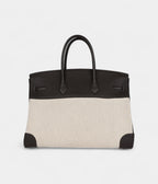 HM BK 35 Ebene Clemence and Ecru-Beige Toile H Canvas Gold Hardware