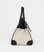 HM BK 35 Ebene Clemence and Ecru-Beige Toile H Canvas Gold Hardware