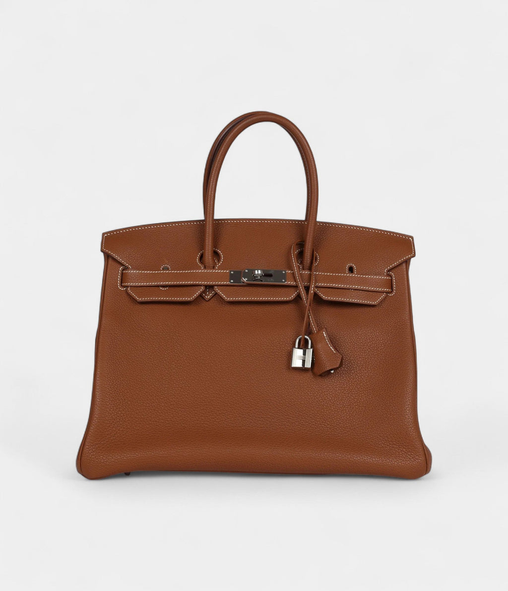 HM BK 35 Brown Leather Togo Palladium Hardware