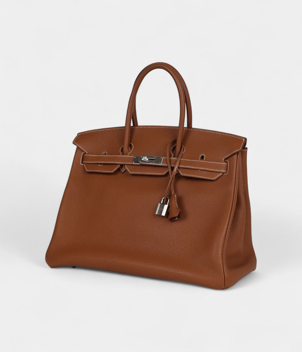 HM BK 35 Brown Leather Togo Palladium Hardware