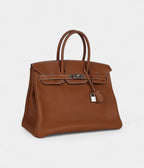 HM BK 35 Brown Leather Togo Palladium Hardware
