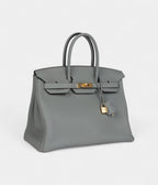 HM BK 35 Gris Mouette Togo Gold Hardware