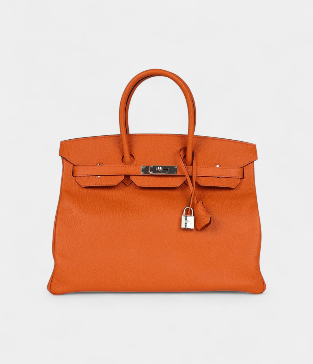HM BK 35 Orange Leather Epsom Palladium Hardware