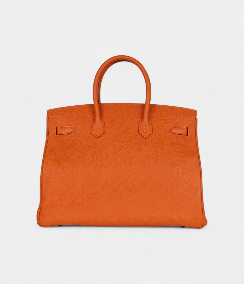 HM BK 35 Orange Leather Epsom Palladium Hardware