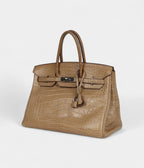 HM BK 35 Poussiere Matte Gold Leather Alligator Palladium Hardware