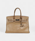 HM BK 35 Poussiere Matte Gold Leather Alligator Palladium Hardware
