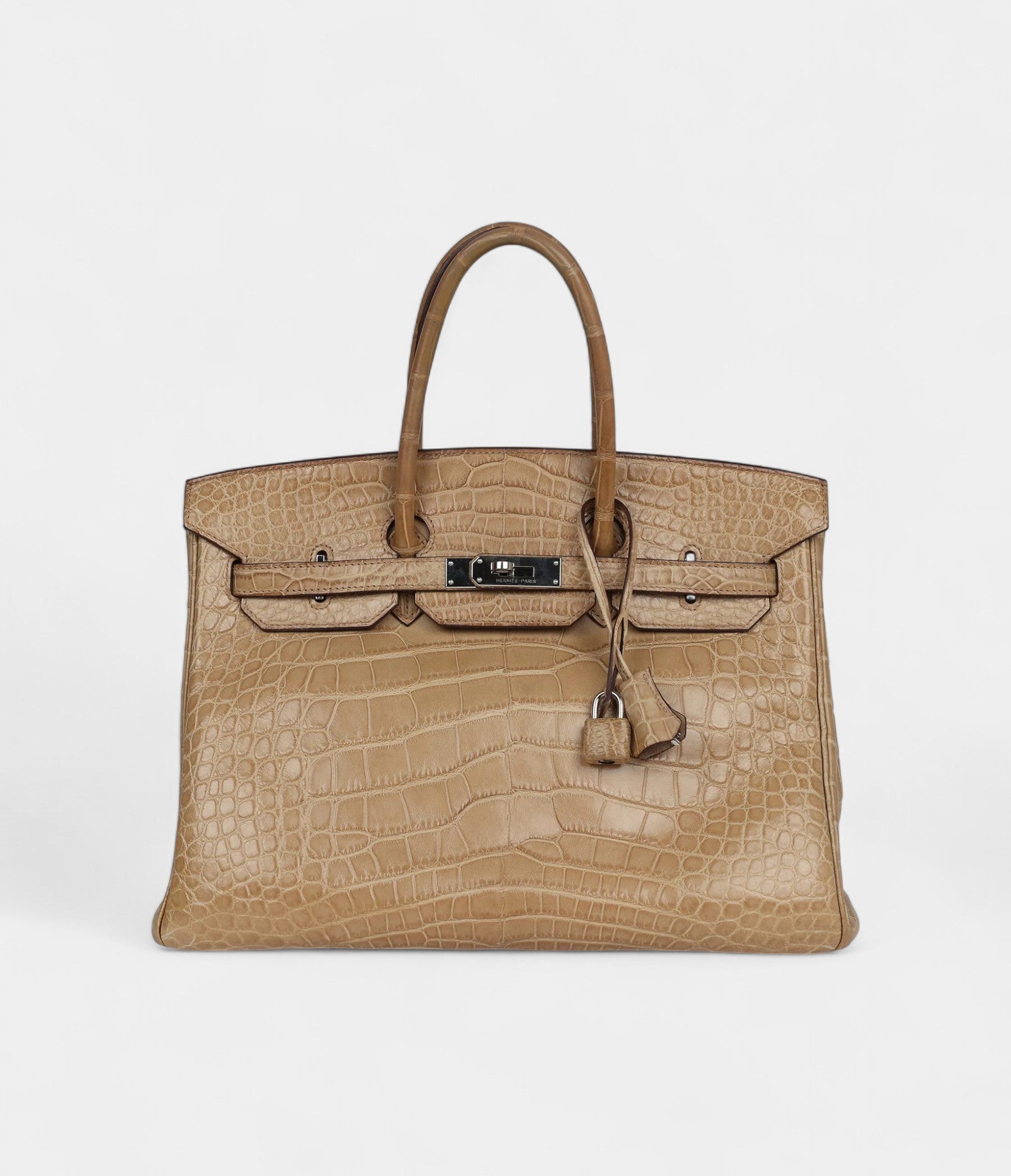 HM BK 35 Poussiere Matte Gold Leather Alligator Palladium Hardware