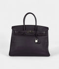HM BK 35 Raisin Clemence Palladium Hardware