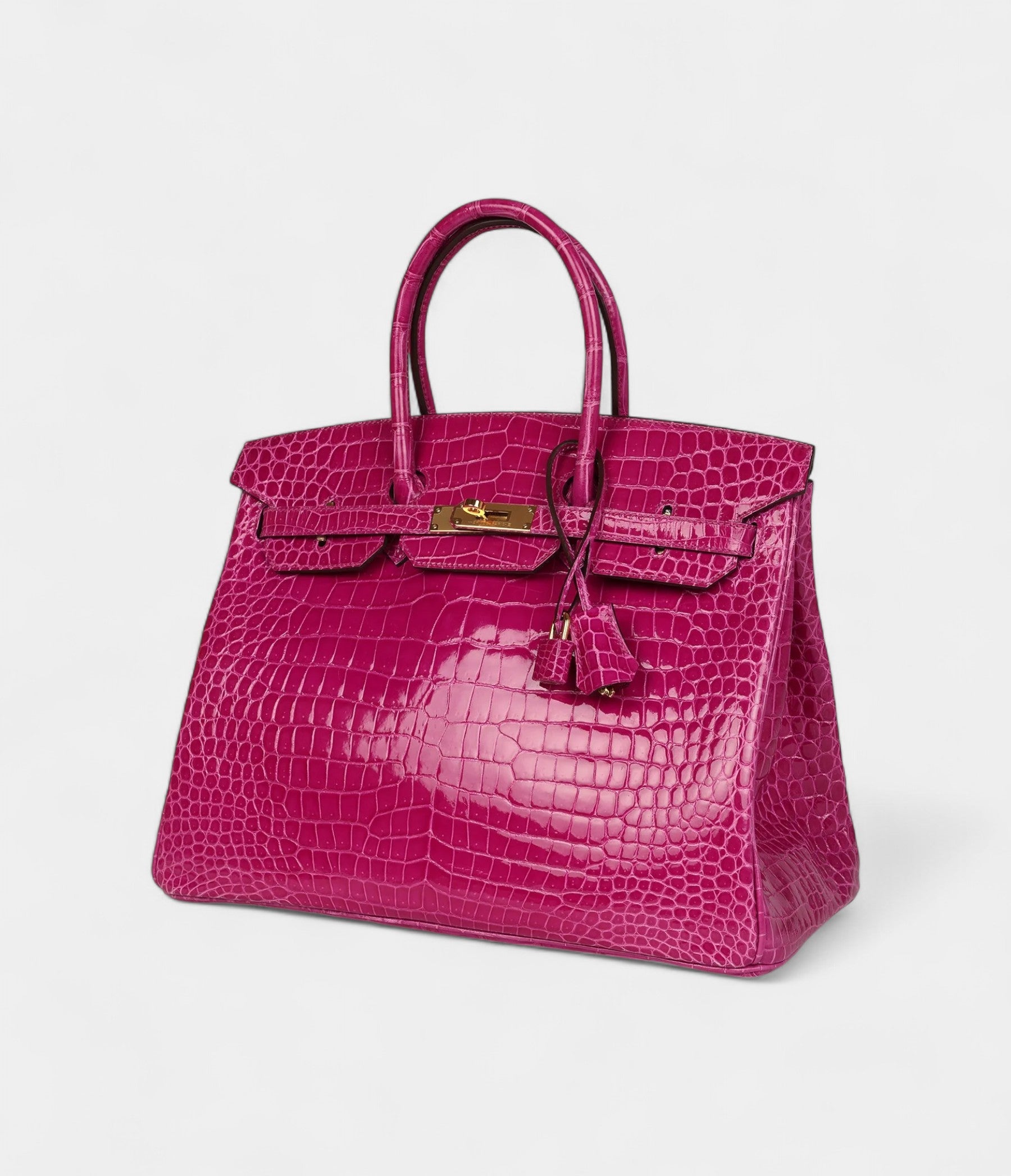 HM BK 35 Rose Scheherazade Shiny Porosus Crocodile Gold Hardware