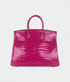 HM BK 35 Rose Scheherazade Shiny Porosus Crocodile Gold Hardware