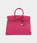 HM BK 35 Rose Shocking Chevre Mysore Gold Hardware