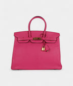 HM BK 35 Rose Shocking Chevre Mysore Gold Hardware