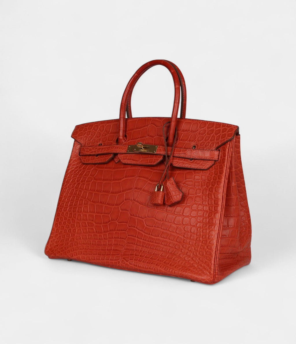HM BK 35 Sanguine Matte Alligator Gold Hardware