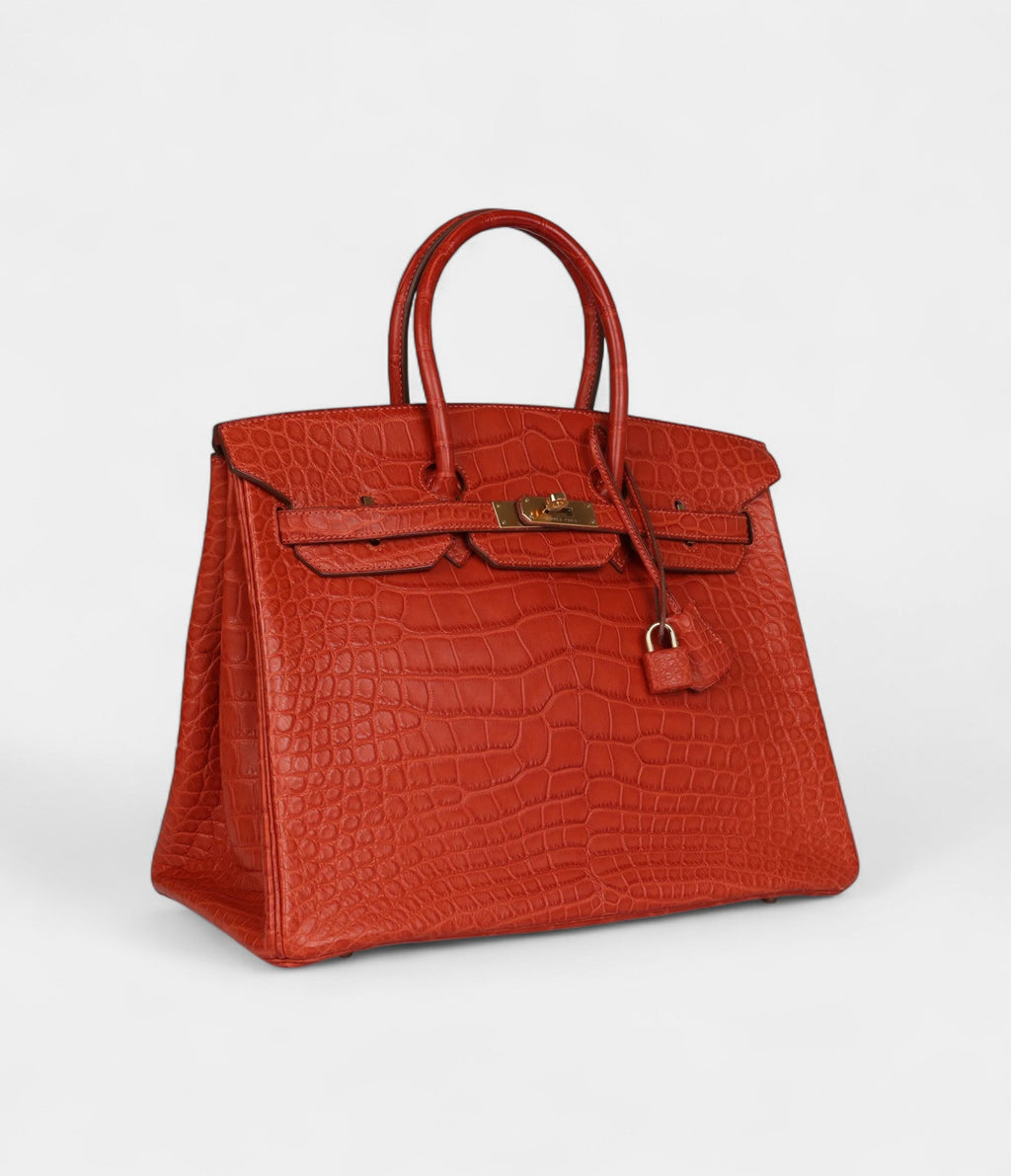 HM BK 35 Sanguine Matte Alligator Gold Hardware