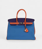 HM BK 35 Tricolor Bleu Hydra, Ultraviolet and Orange Togo Palladium Hardware