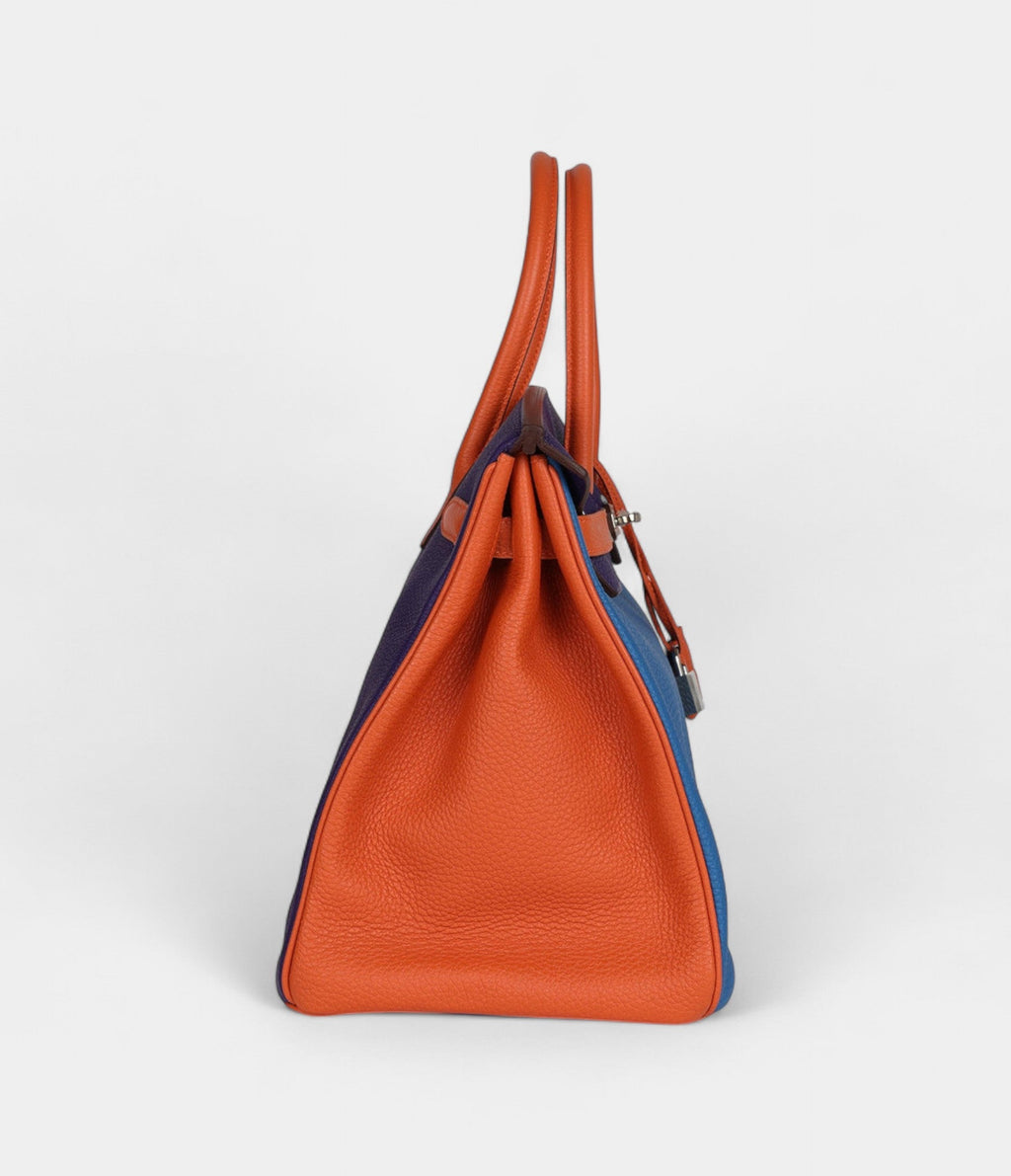 HM BK 35 Tricolor Bleu Hydra, Ultraviolet and Orange Togo Palladium Hardware