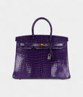 HM BK 35 Ultraviolet Shiny Porosus Crocodile Gold Hardware