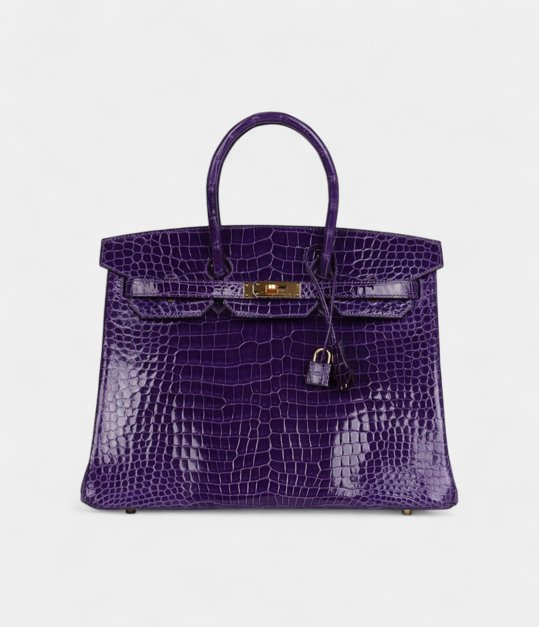 HM BK 35 Ultraviolet Shiny Porosus Crocodile Gold Hardware