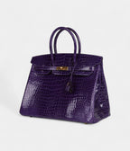 HM BK 35 Ultraviolet Shiny Porosus Crocodile Gold Hardware