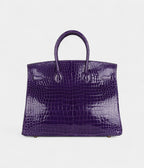 HM BK 35 Ultraviolet Shiny Porosus Crocodile Gold Hardware