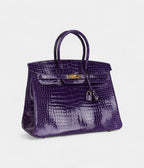 HM BK 35 Ultraviolet Shiny Porosus Crocodile Gold Hardware