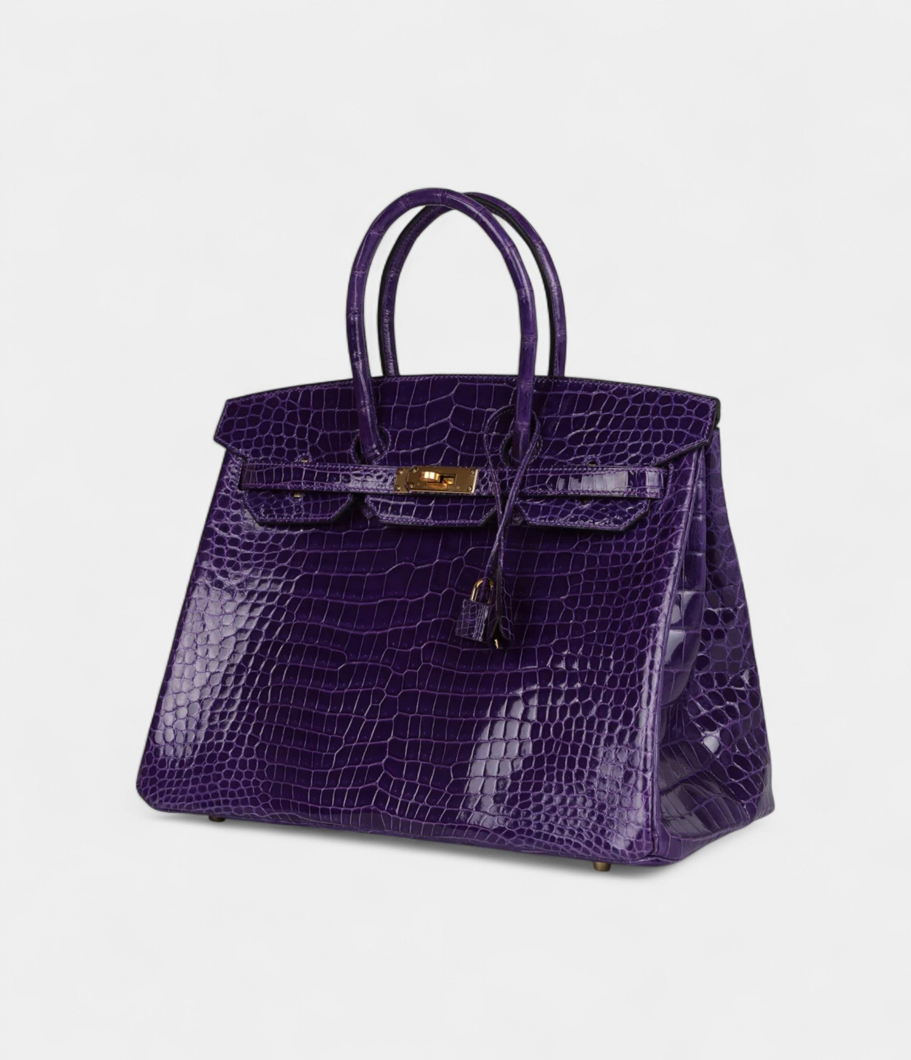 HM BK 35 Ultraviolet Shiny Porosus Crocodile Gold Hardware
