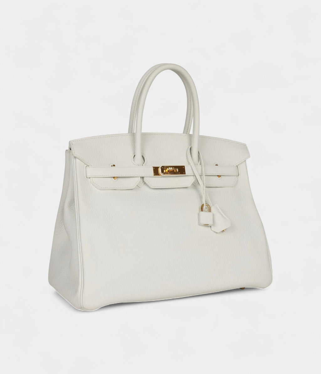 HM BK 35 White Leather Clemence Hardware