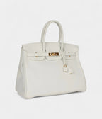 HM BK 35 White Leather Clemence Hardware
