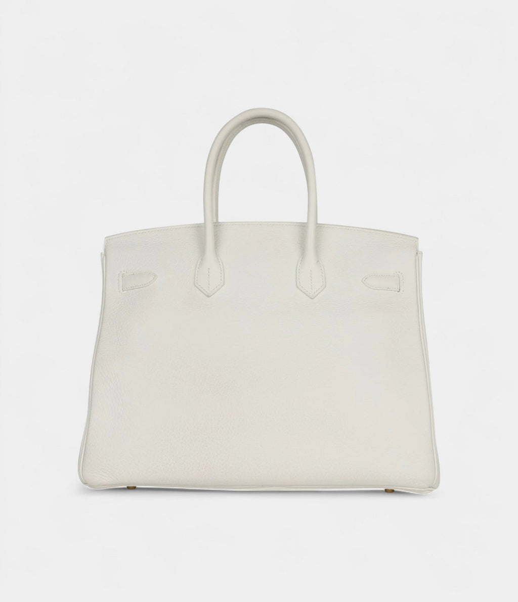 HM BK 35 White Leather Clemence Hardware