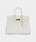HM BK 35 White Leather Clemence Hardware