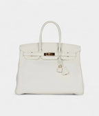 HM BK 35 White Leather Clemence Hardware