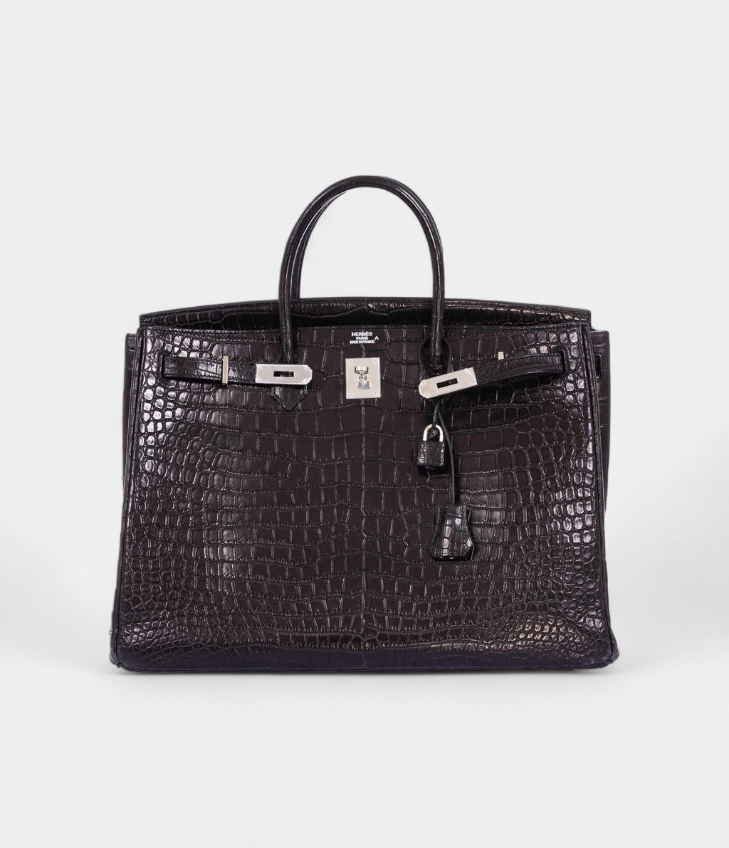 HM BK 40 Black Matte Crocodile Porosus Palladium Hardware