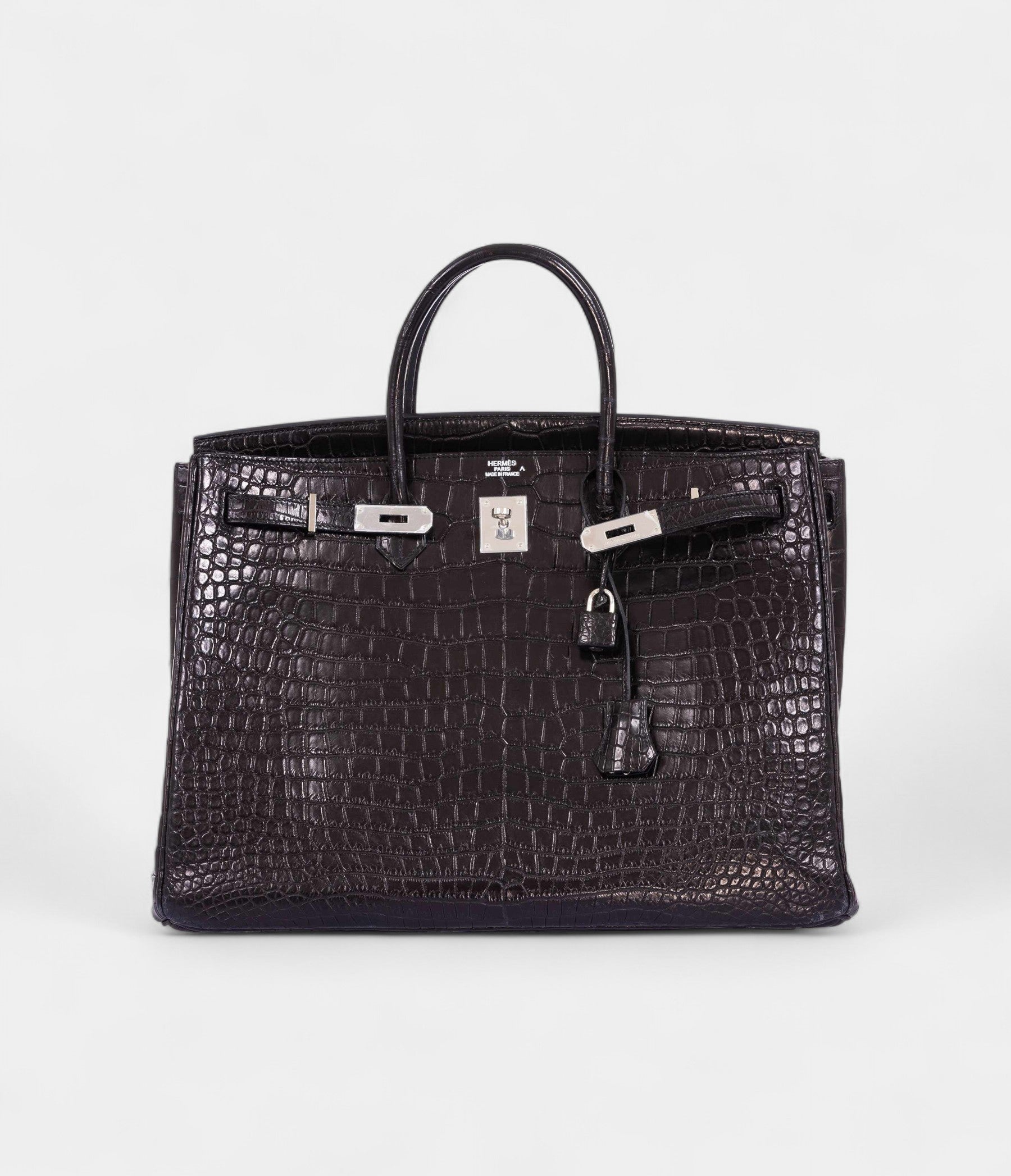 HM BK 40 Black Matte Crocodile Porosus Palladium Hardware