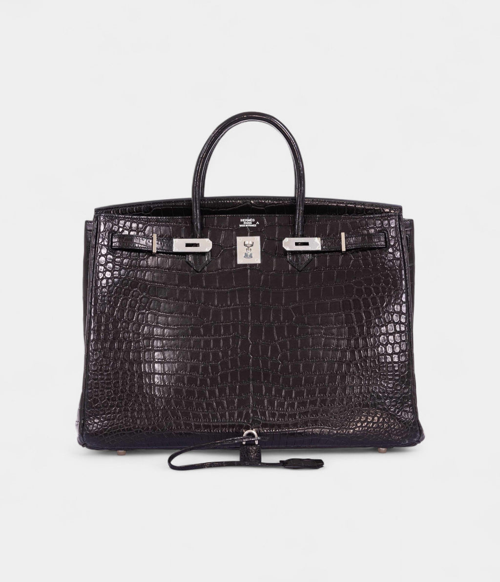 HM BK 40 Black Matte Crocodile Porosus Palladium Hardware